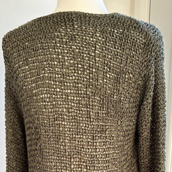 OUI Olive Sculptural Open-Knit Tape-Yarn Sweater with Braided Hem – EU M - Picture 4 of 8
